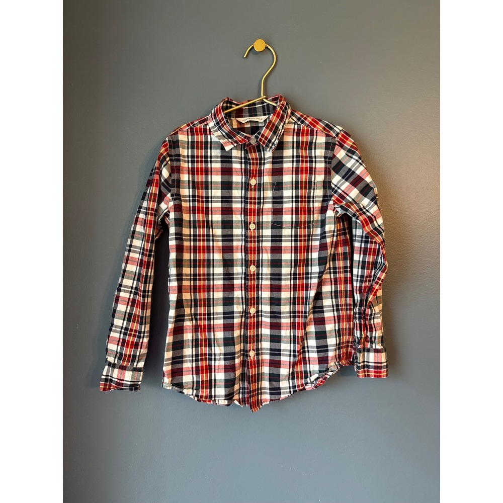 Janie andโ Jack Plaid Button Down Shirt Kids Size 6 Long Sleeve Top